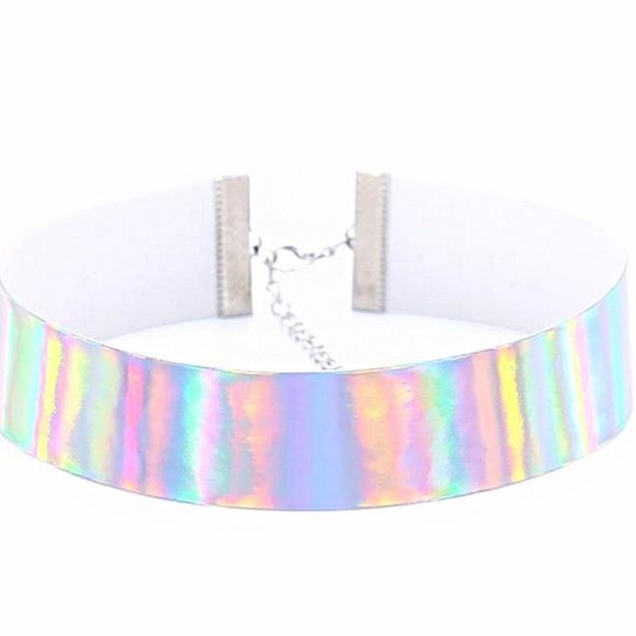 NEW🌈 Holographic Rainbow Choker Necklace Hologram - Picture 4 of 4